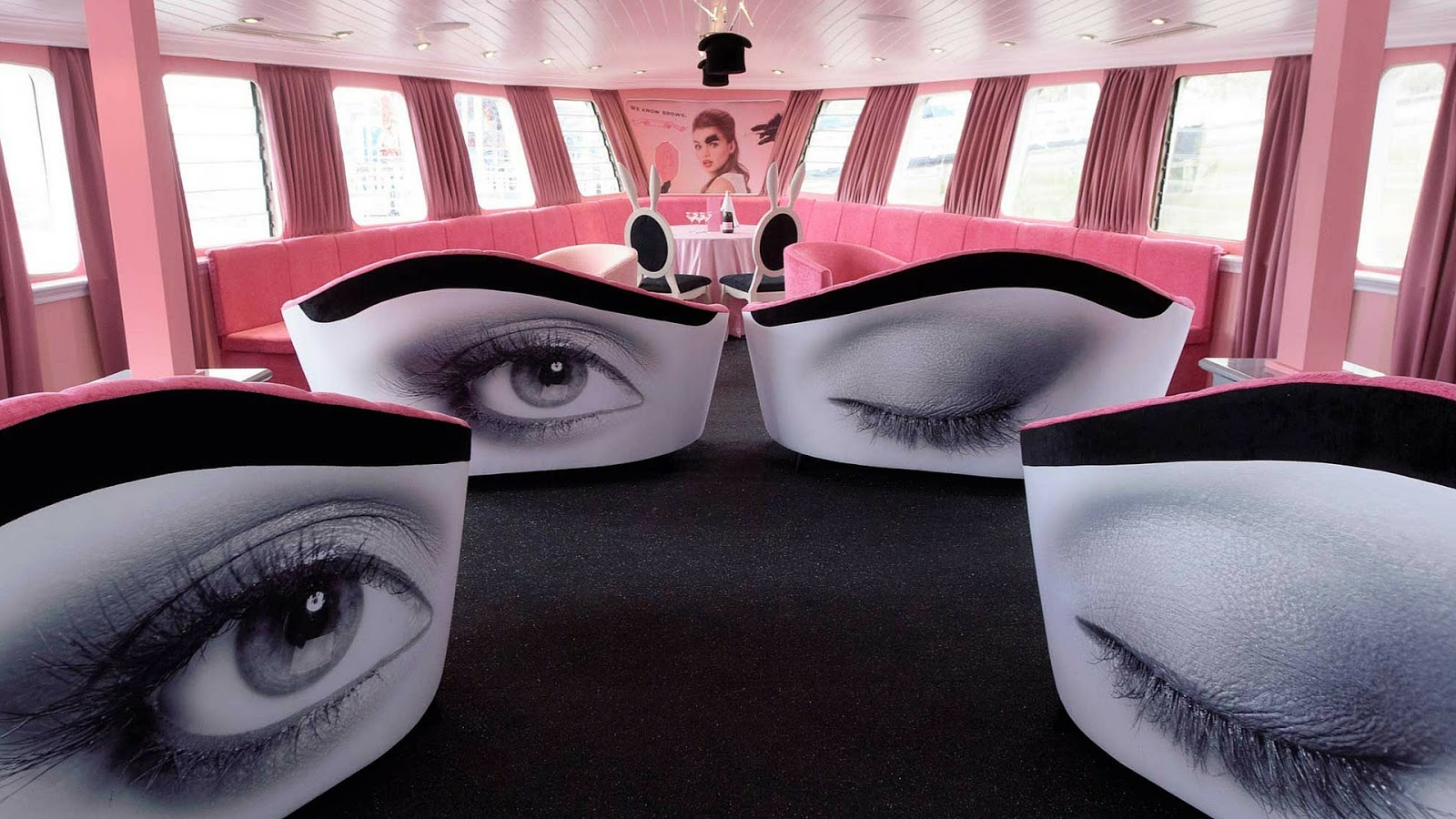 Benefit eye-themed seating activation